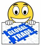 Global Trade Sign Shows Online International Business Stock Photo