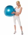 Fit Female Athlete With Gym Ball Stock Photo