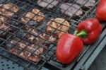 Meat On Barbecue Stock Photo