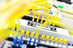 Fiber Optic With Servers In A Technology Data Center Stock Photo