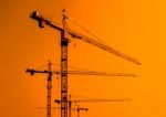 Cranes On A Construction Site Stock Photo