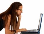 Young Woman Using Computer Stock Photo