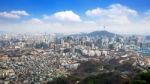 View Of Downtown Cityscape And Seoul Tower In Seoul, South Korea Stock Photo