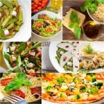 Healthy And Tasty Italian Food Collage Stock Photo