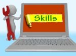 Skills Word Shows Training And Learning On Web 3d Rendering Stock Photo