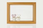 Wood Frame And Pink Heart Stock Photo