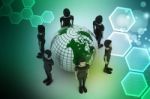 People Around A Globe Representing Social Networking Stock Photo