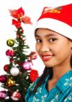 Girl Celebrating Christmas Stock Photo