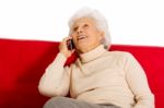 Elderly Woman With Mobile Stock Photo