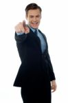 Businessman Pointing Forward Stock Photo