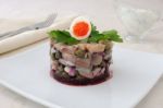 Herring Tartare With Capers And Sour Cream Stock Photo