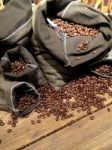 Coffee Beans On Bags Stock Photo