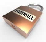 Firewall Padlock Means Safe Protected 3d Rendering Stock Photo