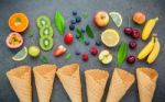 Flat Lay Various Fresh Fruits Raspberry ,blueberry ,strawberry , Stock Photo