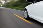 Speed Movement Car On Rural Asphalt Road Stock Photo