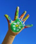 Painted Kid Hand Stock Photo