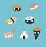 Sushi Japanese Food Cartoon Monster Concept Stock Photo