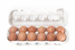 Eggs Inside Cardboard Package Stock Photo