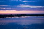 Beautiful Blue Sky Sunset At Lotus Lake Stock Photo