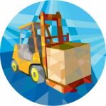 Forklift Truck Materials Box Circle Low Polygon Stock Photo