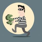 Thief Running Stealing Money Stock Photo