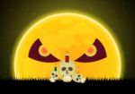 Halloween Skull Moon  Stock Photo