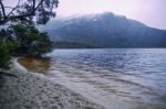 Cradle Mountain In Tasmania On A Cloudy Day Stock Photo