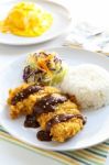 Japanese Food Tonkatsu Fried Pork Stock Photo