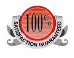 100% Satisfaction Guaranteed Shield Curly Ribbon Stock Photo