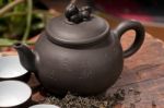 Chinese Green Tea Pot And Cups Stock Photo