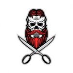 Skull Hair And Beard Scissors Mascot Stock Photo