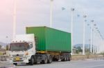 Wind Energy And Truck Stock Photo