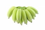 Green Banana Bunch On White Background Stock Photo