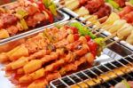 Bar-b-q Or Bbq Grill Of Meat Skewers Stock Photo