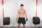 Bodybuilder Training In A Gym Stock Photo