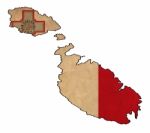 Malta Map On Malta Flag Drawing ,grunge And Retro Flag Series Stock Photo