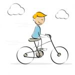 Kid Riding Bicycle Stock Photo