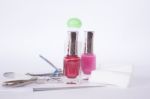 Nail Polish And Manicure Set Backgrountd Stock Photo