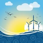 Wind Power Represents Turbine Energy And Electric Stock Photo