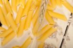 Italian Pasta Penne With Wheat Stock Photo