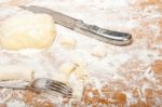 Making Fresh Italian Potato Gnocchi Stock Photo