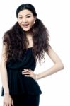 Pretty Girl In Black Party Wear Attire Stock Photo