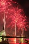 Fireworks In Brisbane City Stock Photo