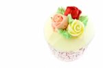 Sweet Rose Flower Cup Cake Stock Photo