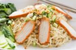 Chinese Noodles With Roasted Pork Stock Photo