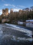 Durham, County Durham/uk - January 19 : View Along The River Wea Stock Photo