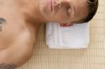 Man Relaxing At Spa Stock Photo