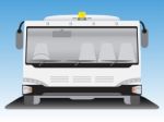 Front View Of Wide Body Airport Bus Stock Photo