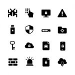 Computer Security Icon Set On White Background Stock Photo