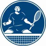 Tennis Player Racquet Fist Pump Icon Stock Photo